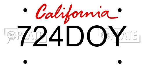 724DOY California License Plate