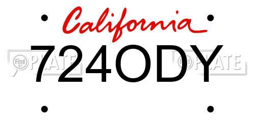 724ODY California License Plate