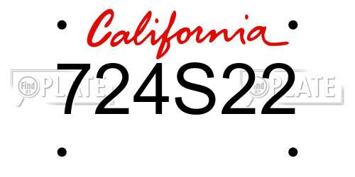724S22 California License Plate