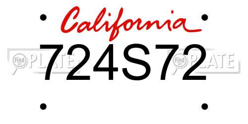 724S72 California License Plate