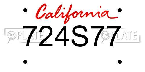 724S77 California License Plate