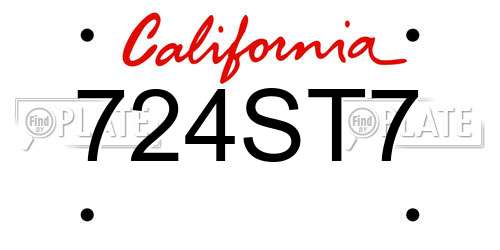 724ST7 California License Plate