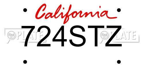 724STZ California License Plate