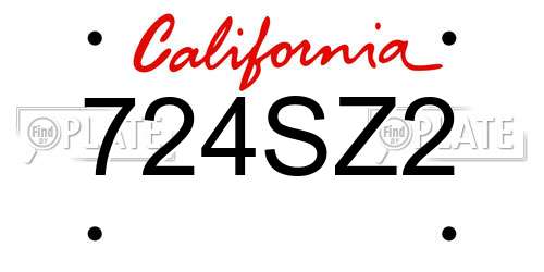 724SZ2 California License Plate