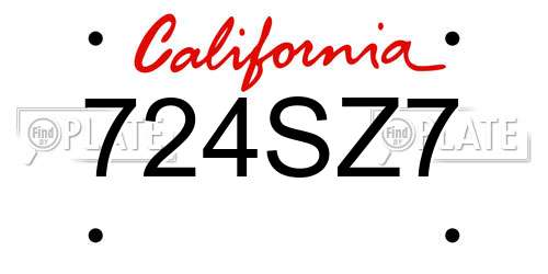 724SZ7 California License Plate