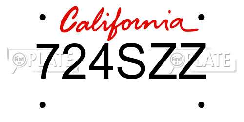 724SZZ California License Plate