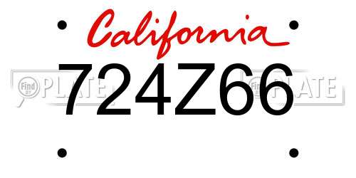 724Z66 California License Plate