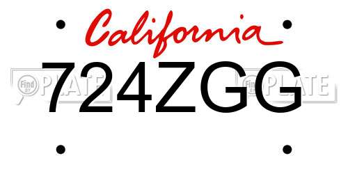 724ZGG California License Plate