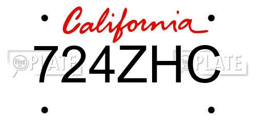 724ZHC California License Plate