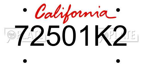 72501K2 California License Plate
