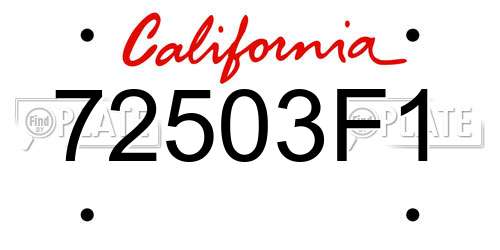 72503F1 California License Plate