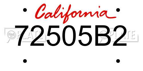 72505B2 California License Plate
