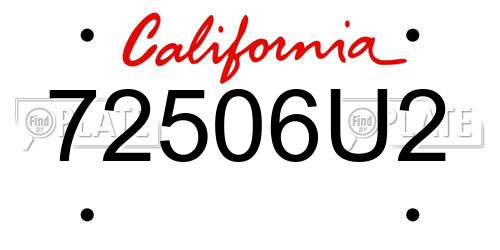 72506U2 California License Plate