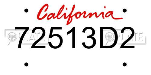 72513D2 California License Plate