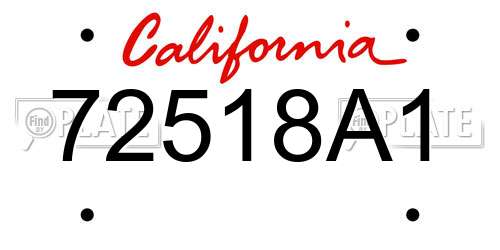 72518A1 California License Plate