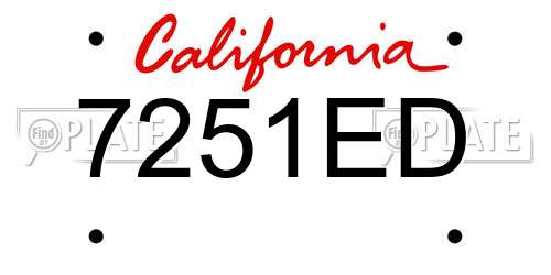 7251ED California License Plate