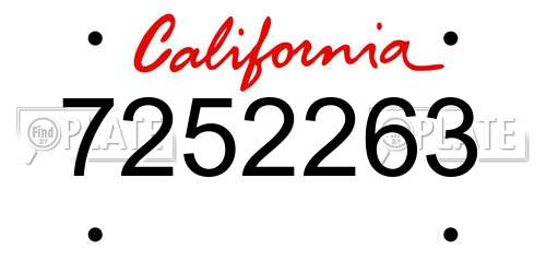 7252263 California License Plate
