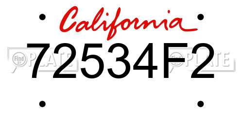 72534F2 California License Plate