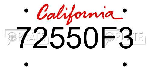 72550F3 California License Plate
