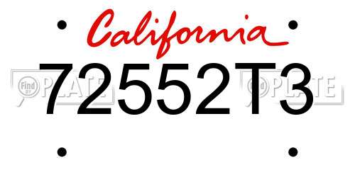 72552T3 California License Plate