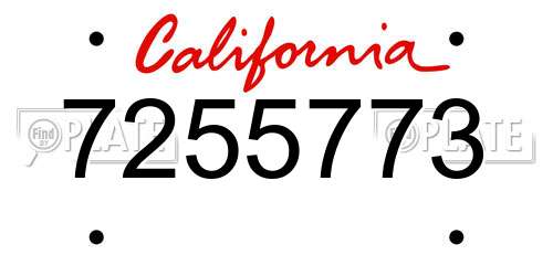 7255773 California License Plate