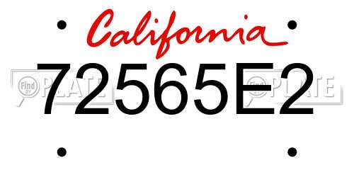 72565E2 California License Plate