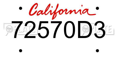 72570D3 California License Plate