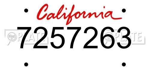 7257263 California License Plate