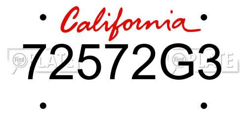 72572G3 California License Plate