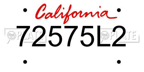 72575L2 California License Plate