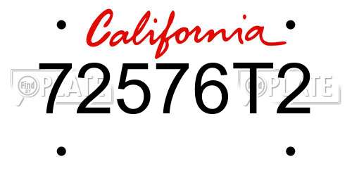 72576T2 California License Plate