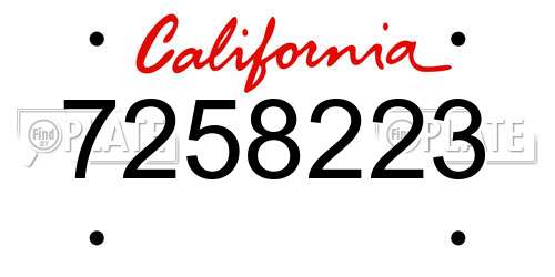 7258223 California License Plate