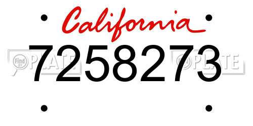 7258273 California License Plate
