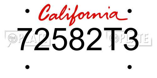 72582T3 California License Plate
