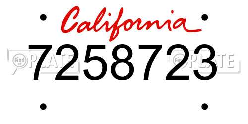 7258723 California License Plate