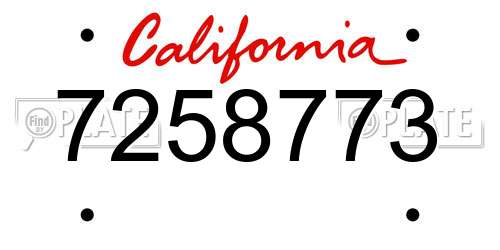 7258773 California License Plate