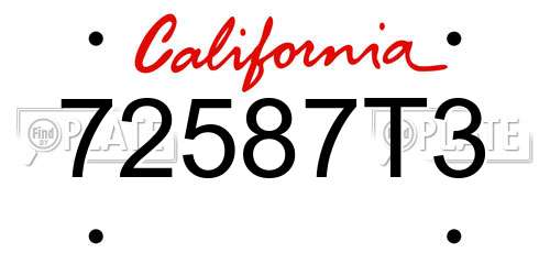 72587T3 California License Plate