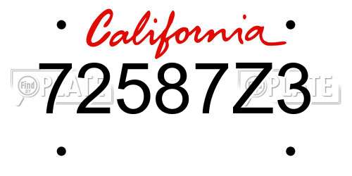 72587Z3 California License Plate