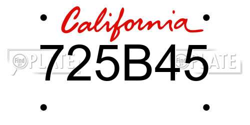 725B45 California License Plate