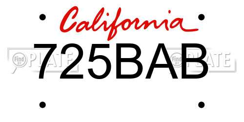725BAB California License Plate