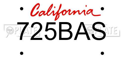 725BAS California License Plate