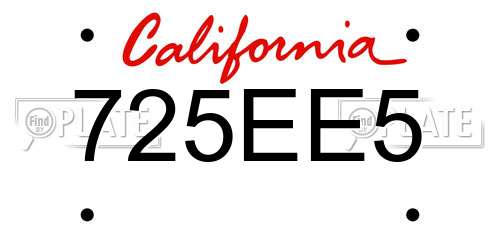 725EE5 California License Plate