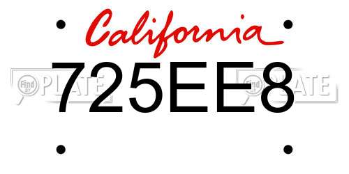 725EE8 California License Plate
