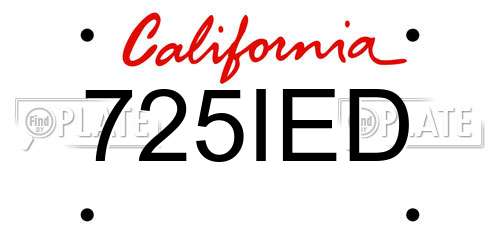 725IED California License Plate