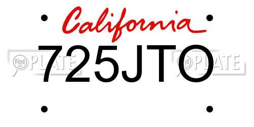 725JTO California License Plate