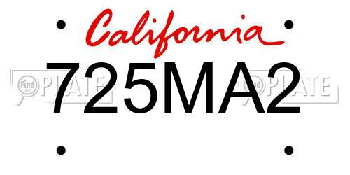 725MA2 California License Plate