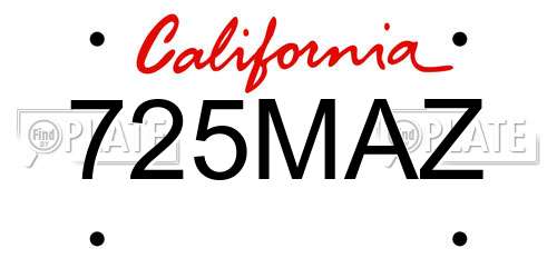 725MAZ California License Plate