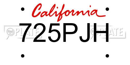 725PJH California License Plate