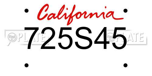725S45 California License Plate
