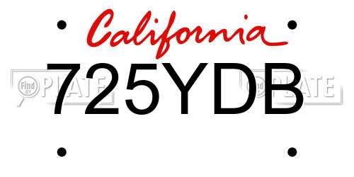 725YDB California License Plate